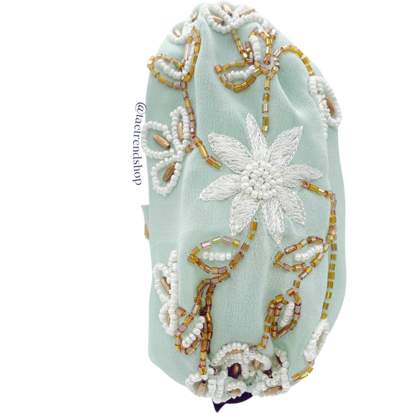 Minty Blossom Pearl Headband